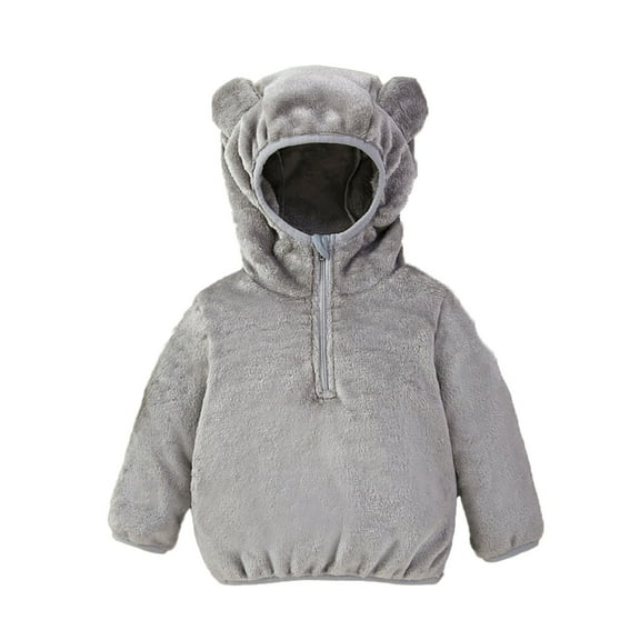 WOYY Toddler Girls Soft Sherpa Coat Winter Warm Bear Ears Hooded Jacket Outerwear