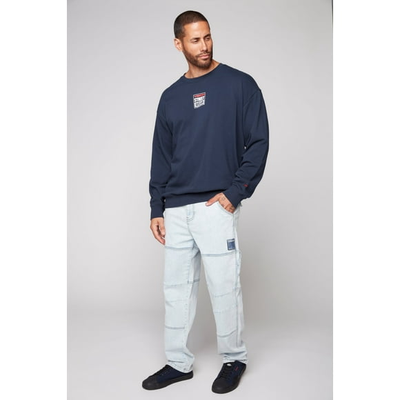 VISION STREET WEAR OLI - Loose Fit Pant with Adjustable Hems - Light Blue Denim
