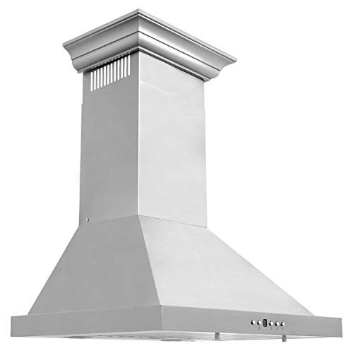 ZLINE Hotte de Cuisinière Murale Convertible de 24 Po en Acier Inoxydable avec Moulure Couronne (KBCRN-24)