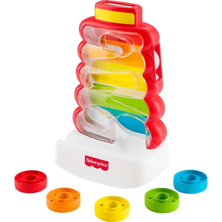 Fisher-Price Drop Through Rock-a-Stack Baby & Toddler Developmental Activity Toy, 5 Coins