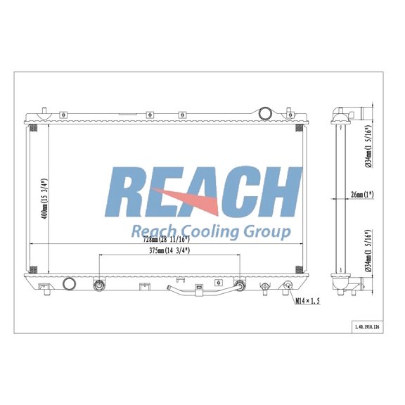 REACH 41-1910 Radiator for 01-97 Lexus ES300; 01-97 Toyota Camry; 01-99 Toyota Solara