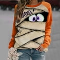 thumbnail image 2 of HCYSFG Womens Halloween Sweatshirts Mummy Casual Crewneck Long Sleeve Ribbed Drop Shoulder Relaxed Fit Pullovers Holiday Tops, 2 of 6