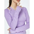 thumbnail image 5 of Liacowi Women Workout Tops Solid Color Cutout Long Sleeve Yoga Athletic Shirt for Sports Gym Running Activewear, 5 of 9