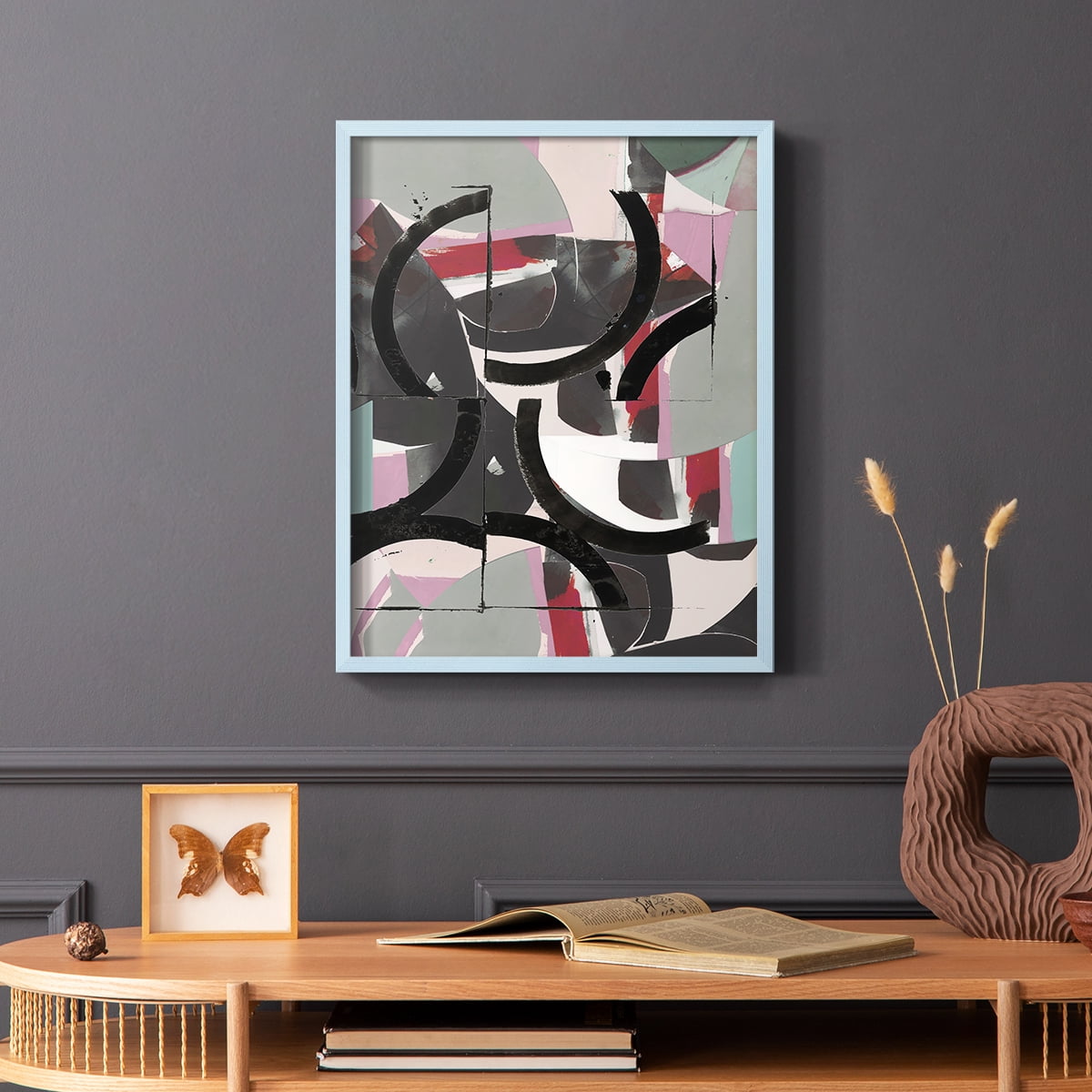 Cartissi Space II Framed Print in Blue Solid Wood Framed Print No Nail Hanging