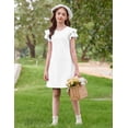 thumbnail image 3 of Arshiner Girls Summer Dress Tween Flutter Sleeve Pleated Front A Line Boho Beach Casual Dresses, 3 of 6