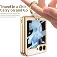 thumbnail image 3 of Magnetic Built-in Screen Protector Case for Samsung Galaxy Z Flip 5 5G Compatible with Magsafe,Ring Kickstand,Plating Transparent Shockproof Cover (Gold,for Galaxy Z Flip5), 3 of 16