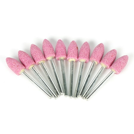 

10Pcs Abrasive Mounted Stone For Accessories Grinding Stone Wheel Head For Tools -Shape Pink