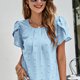 thumbnail image 4 of Blusa con mangas de pétalos,Blusa jacquard con mangas de pétalos Blusa de manga corta con pétalos Blusa de manga corta con cuello redondo Salida de alta intensidad, 4 of 8
