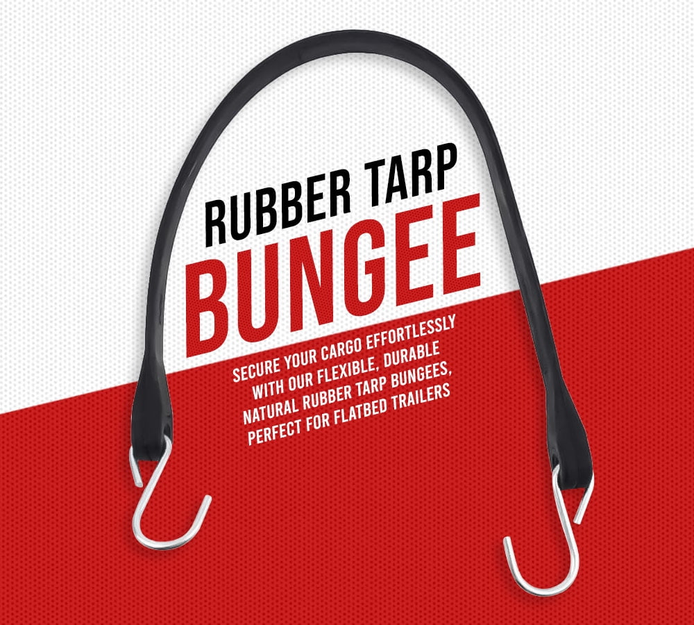 100 Pack 15" Natural Rubber Tarp Bungee Straps Tie Down Cords S Hooks Heavy Duty Ideal for Securing Tarps
