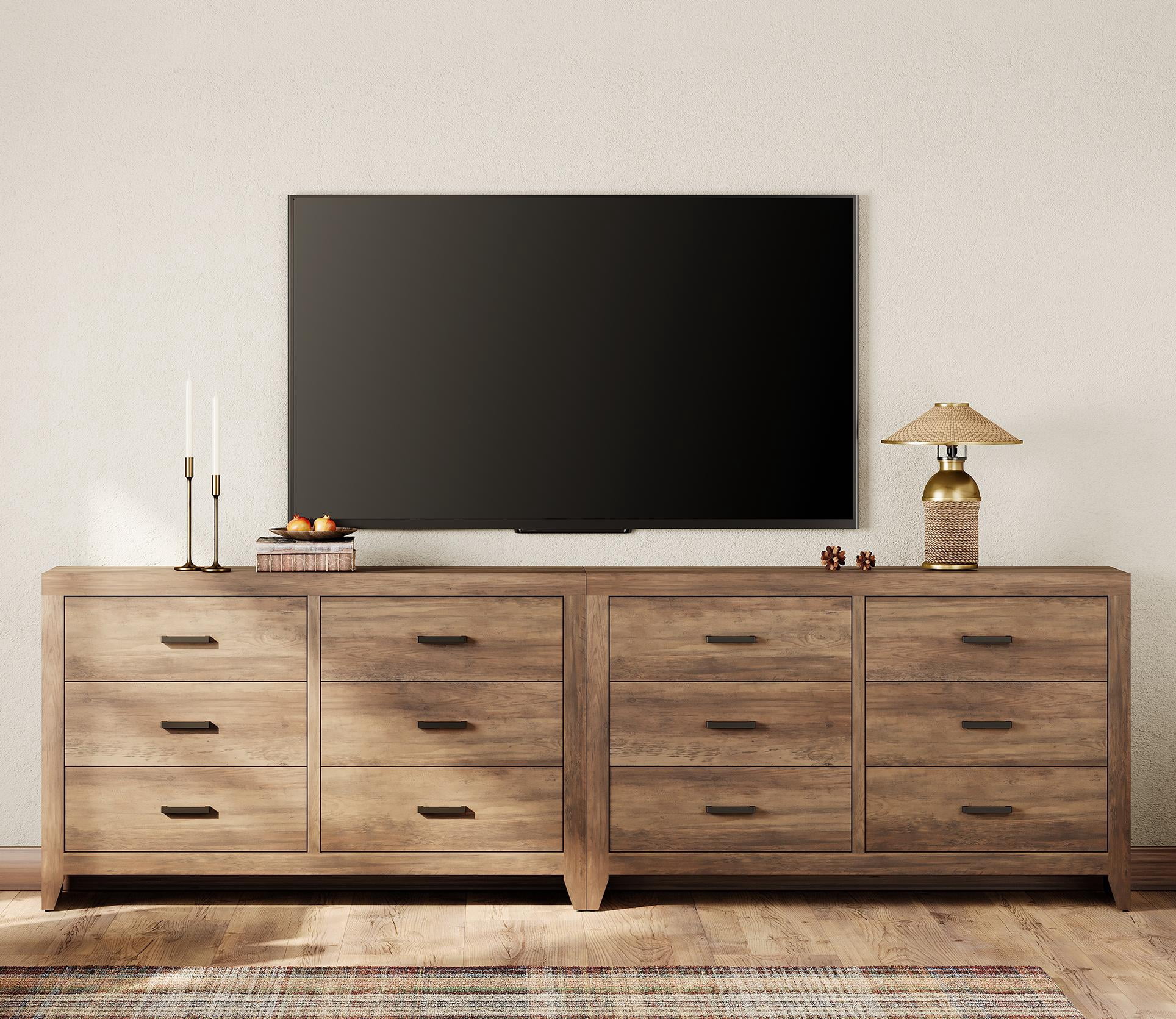 WAMPAT 106" Farmhouse Dresser with 12 Drawers, Extra Wide Wood Chest of Drawers Storage Cabinet for Bedroom, Living Room, Hallway