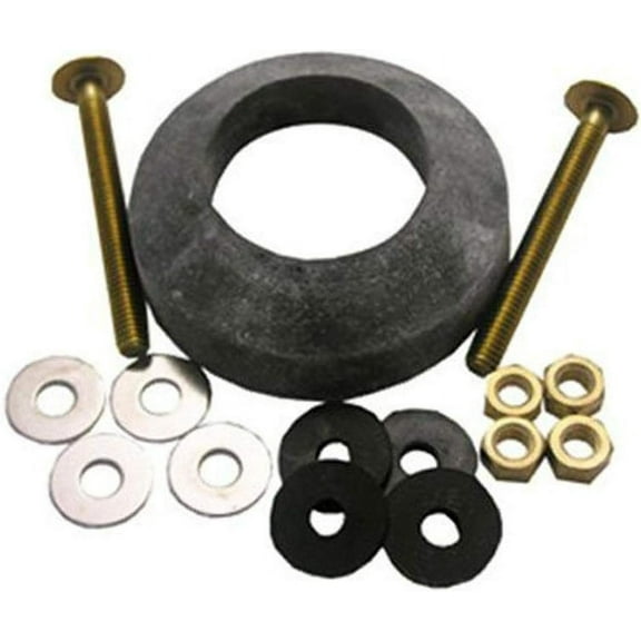 LASCO 04-3801 Toilet Tank to Bowl Bolt Kit with Brass Bolts, Rubber and Metal Washers, Hex and Wing Nuts, W-208 TXB Gasket