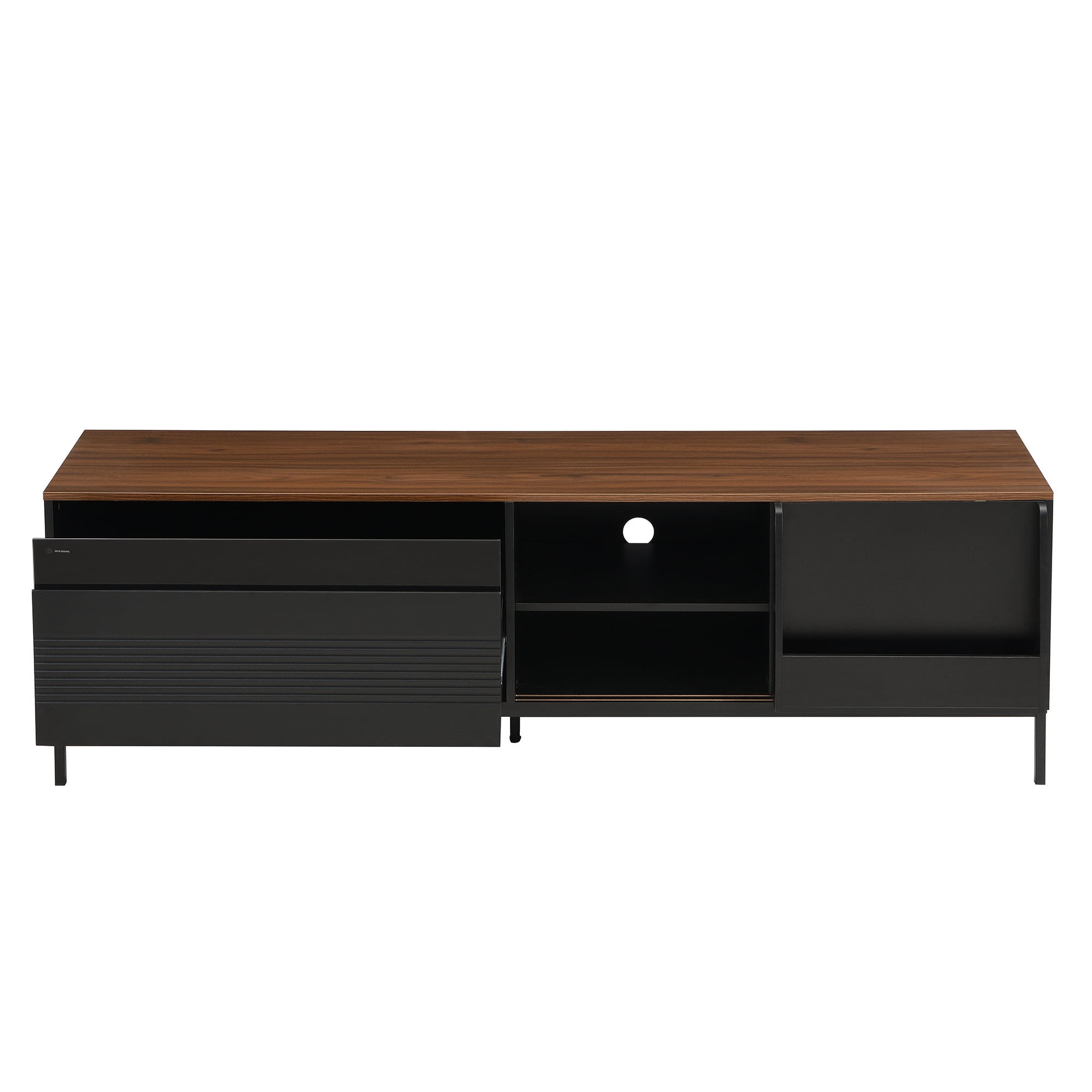 TV Stand 70.8 Inch, Entertainment Center with Sliding Doors and Adjustable Shelves, Media Console for TVs up to 75 Inch, Living Room Furniture, Black