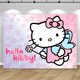 thumbnail image 3 of Fondo de Hello Kitty, decoración de fiesta, niña, niños, Fondo de cumpleaños, fotografía de gatos lindos, accesorios de estudio fotográfico, suministros de pancarta, 3 of 5