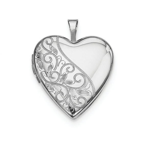 925 Sterling Silver Holds 2 photos 20mm Swirl and Polished Love Heart Locket Locket Necklace for Women