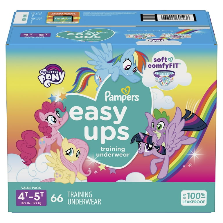 Pampers Easy Ups Girls & Boys Potty Training Pants - Size 4T-5T, 104 Count,  My Little Pony Training Underwear