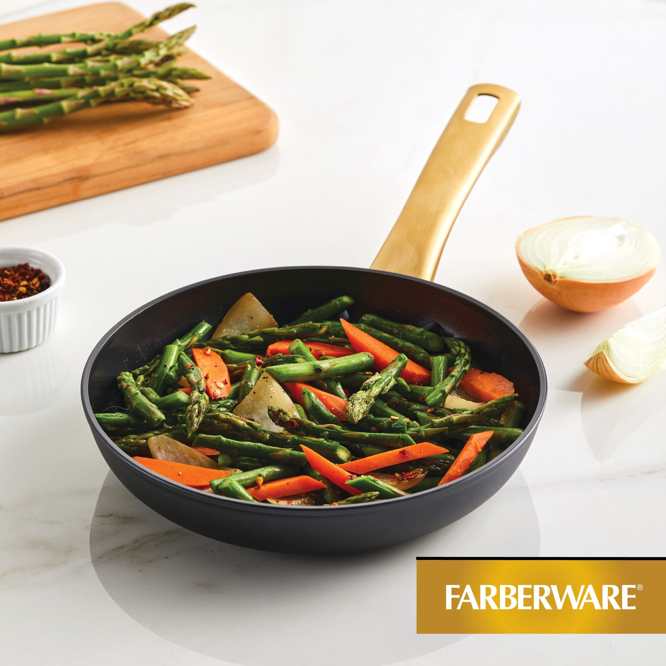 Farberware Forged Induction 8.25 Inch Ceramic Nonstick Frying Pan, Dishwasher Safe and Oven Safe to 500°F, Black