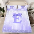thumbnail image 2 of jejeloiu E Bow Purple Sequin Twin 3-Piece Reversible Monogram Ribbon Sheet Set, 2 of 7