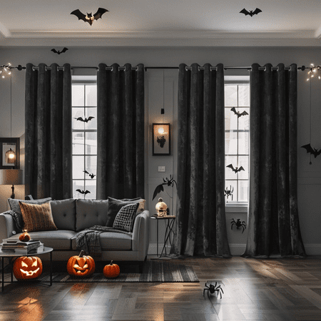 Crushed Velvet Curtains with Grommets Luxurious Thermal Insulation Soundproofing and Light Filtering Window Treatments Ideal for Halloween - Set of 4 Panels