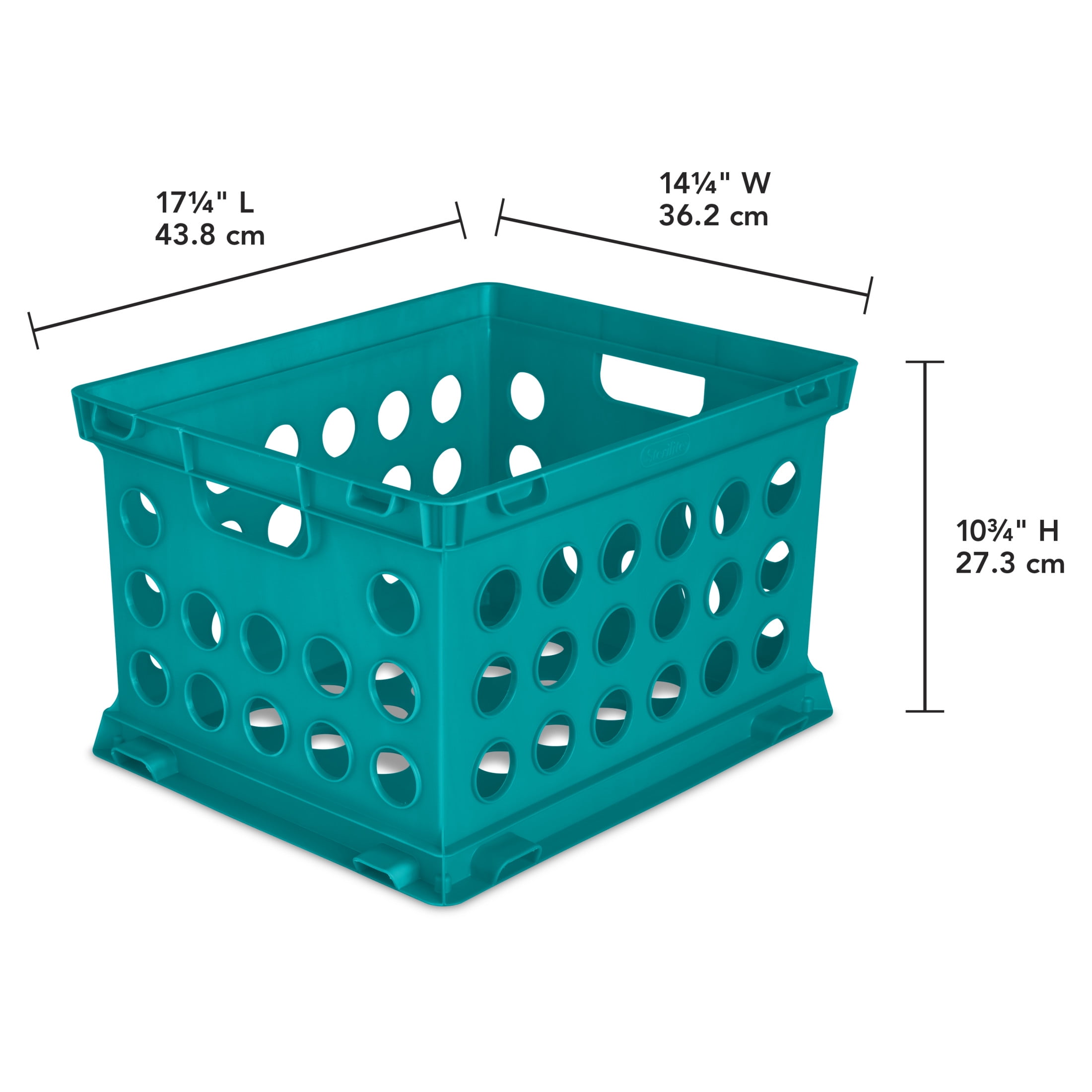 Sterilite File Crate, Versatile Plastic Storage Bin with Through Handles, Fits Letter & Legal-sized Hanging Files, Stackable, Teal