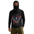 thumbnail image 7 of SEANATIVE Men's Outdoor Fishing Hoodie Sun Protection with Face Cover, Lightweight Portable Sun Block Top UV Protection Hooded Pullover for Travel Fishing, 4XL, Eagle USA Flag Black, 7 of 7