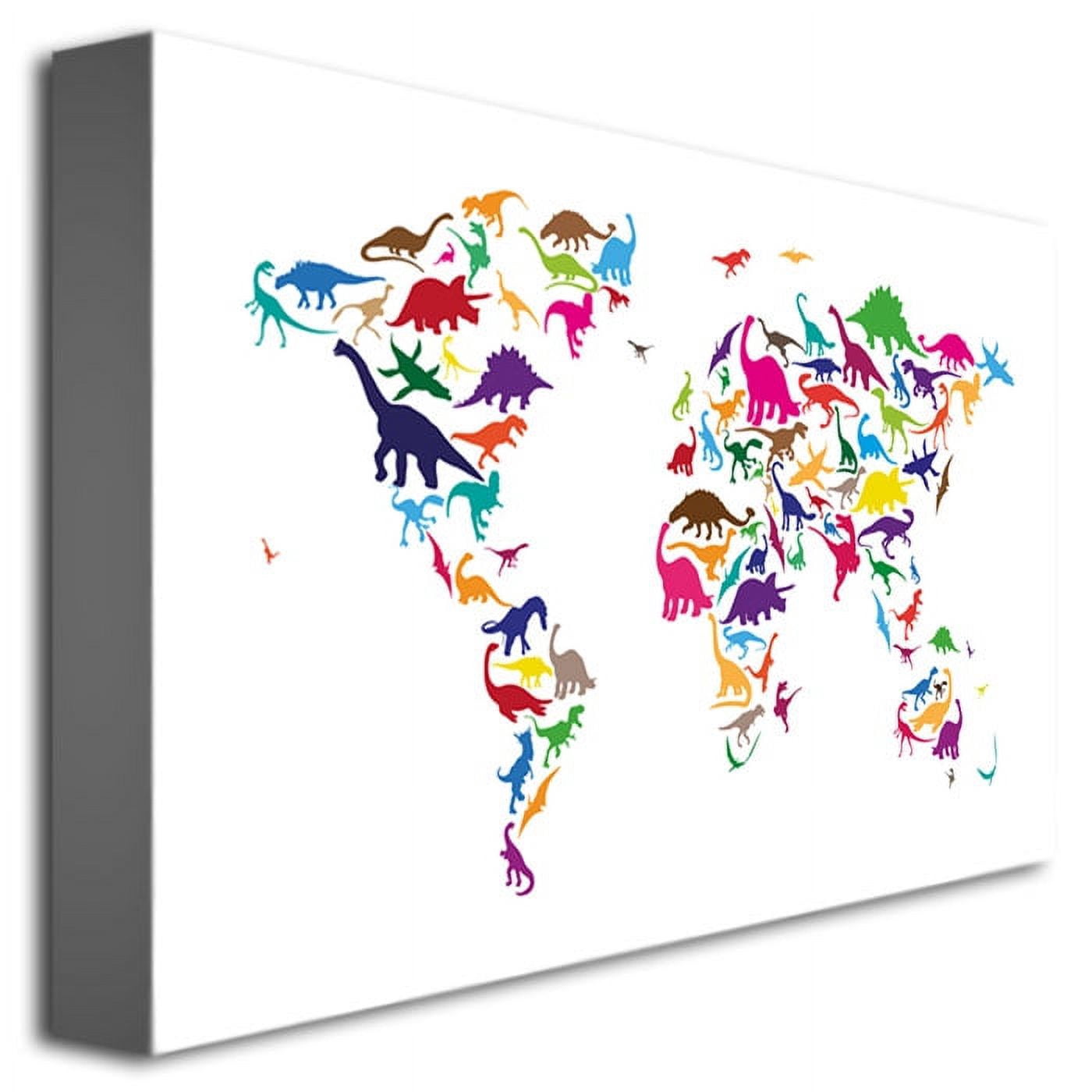 Michael Tompsett 'Dinosaur World Map' Canvas Art