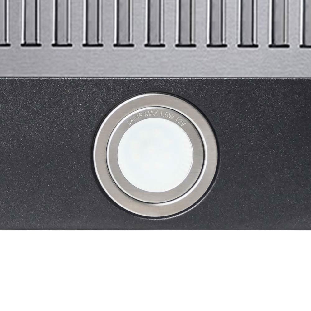 30 inch Wall Mount Range Hood Stainless Steel 350 Cfm Cooking Stove Vented LED Lamp 3 Speed Black