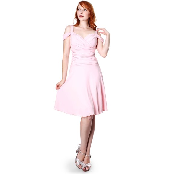 Evanese Women's Slip On Elegant Cocktail Short A Line Dress with Shoulder Bands