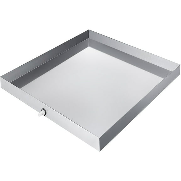 32 x 30 x 2.5 Inch Washing Machine Pan, Heavy-Duty Galvanized Steel Washer Tray with Drain Hole and 0.59" Hose Adapter, Leak-Proof Drip Tray for Laundry Room and Appliance Protection