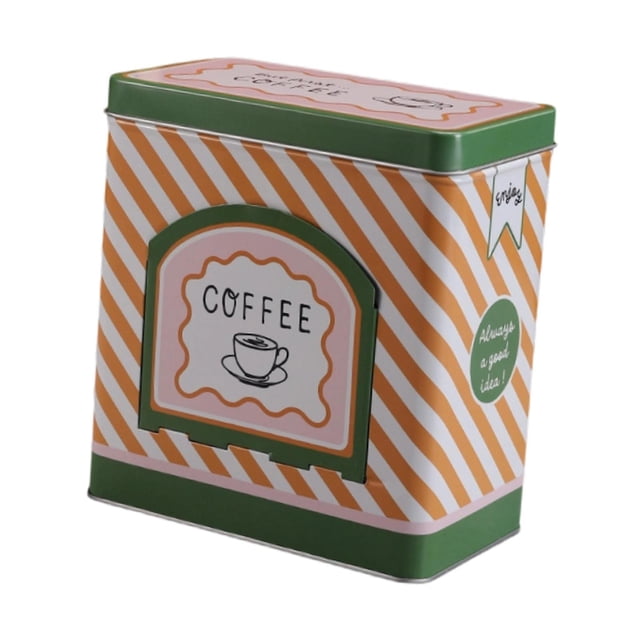 Elodie Coffee Tin Box Multipurpose Storage Container for Living Room Household Cafe Style F