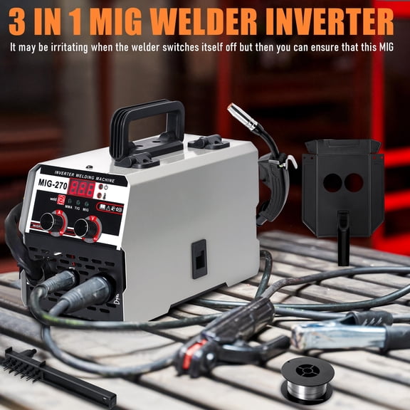 MIG-270 3 in 1 MIG Welder, 250A Inverter Welding Machine with LED Digital Display, MIG/LIFT TIG/ARC Multi Process Gasless Welder for Steel, Iron, Stainless