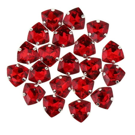 

20pcs Sew on Crystal Rhinestones with Holes for Dress Shoes Decor - Red