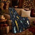 thumbnail image 3 of Lightning Bolts and Stars on Charcoal, Energetic Graphic Style for Storm Lovers, Modern Weather Bolt Pattern and Birthday Gift, Cozy Flannel Blanket for Game Room and Bedroom, Home Decor, 3 of 9