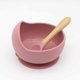 thumbnail image 1 of Cuenco para bebé, cuchara, vajilla para niños, mango de madera, cuchara de silicona, cuenco con ventosa para niños, cuenco de silicona para bebé, 1 of 5
