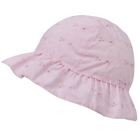 SimpliKids Baby Infant Lovely Floral Embroidered Floppy Wide Brim Sun Hats ,Pink,2-4 Years