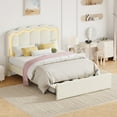 thumbnail image 6 of Amolife Queen Size LED Bed Frame with Drawer, Platform Bed with Velvet Upholstered Adjustable Wavy Headboard, Cream, 6 of 11