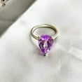 thumbnail image 3 of Natural 925 Sterling Silver Amethyst Ring Wedding Ring Pear Cut Gemstone February Birthstone Ring, 3 of 3