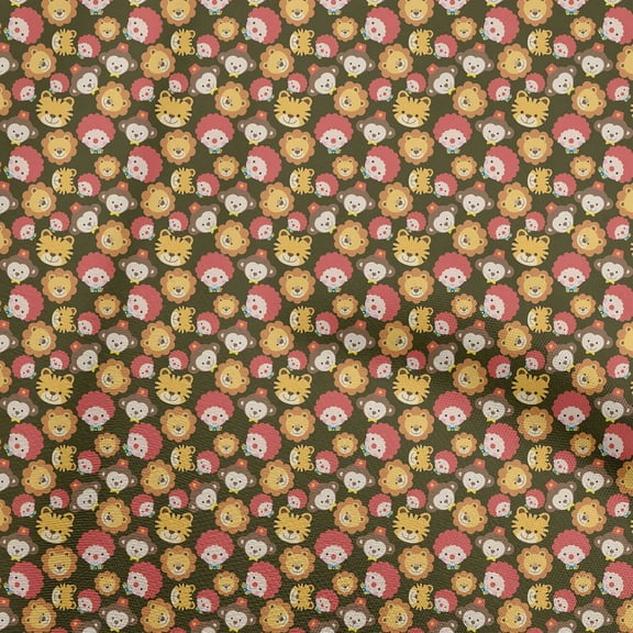 oneOone Cotton Cambric Brown Fabric Circus Fabric For Sewing Printed Craft Fabric By The Yard 42 Inch Wide-aB
