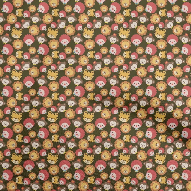 oneOone Cotton Poplin Brown Fabric Circus Fabric For Sewing Printed Craft Fabric By The Yard 56 Inch Wide