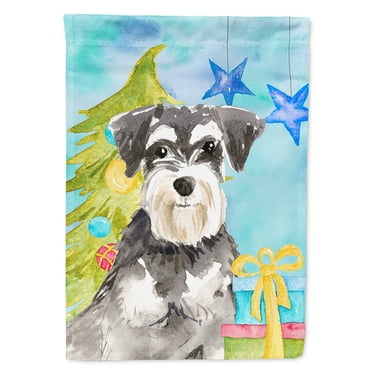 Carolines Treasures CK1870CHF Christmas Tree Schnauzer 2 Flag Canvas House Size  Large multicolor