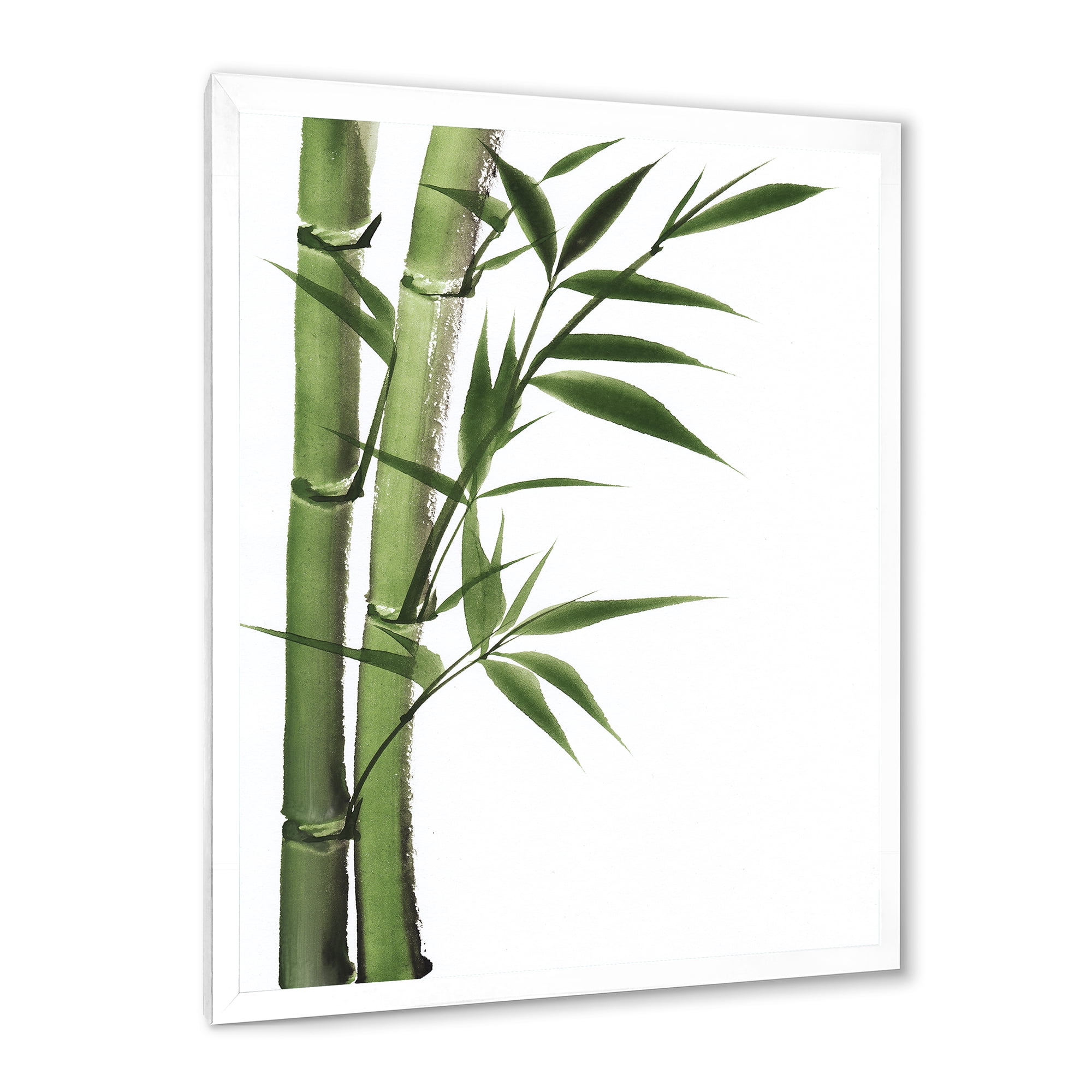 Designart 'Detail of Dark Green Bamboo and Leaves I' Traditional Framed Art Print