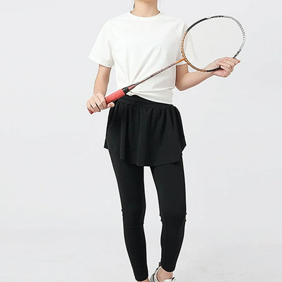 Nrmvnmi Girls Athletic Leggings Solid Color High Waist 2 in 1 Skorts Yoga Pants Tennis Skirted Leggings Size 8-15 Years