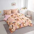 thumbnail image 2 of Manfei Cartoon Golden Retriever King Bedding, Paw Bone King Bed in a Bag, Pink Cream, Pink Reversible, 7pcs, 2 of 6