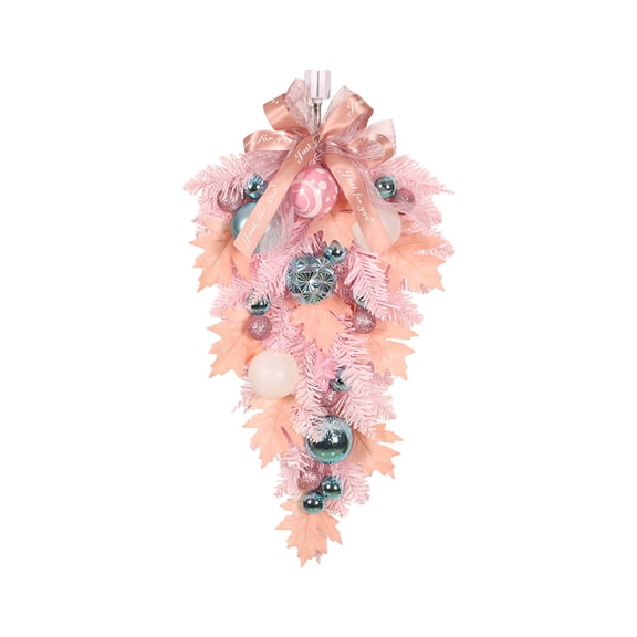 WNEXOPE Warm Light LED Christmas Painted Ball Upside Down Tree Door Hanging, 60x30 cm/23.4x11.7 in - Ideal for Festive Indoor and Outdoor Decorations