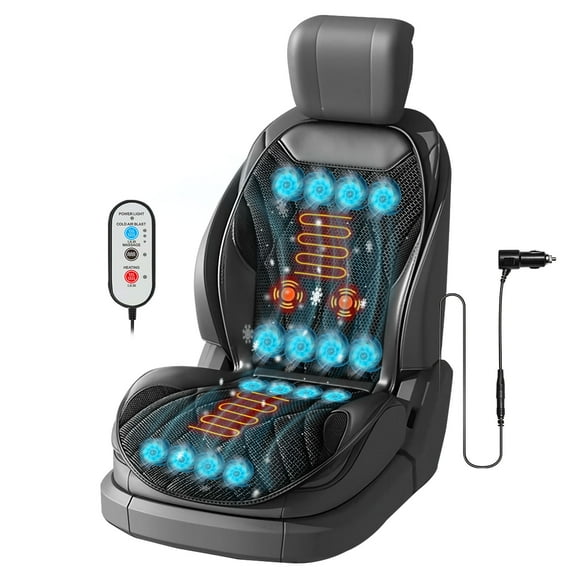 Lodintech Heated and Cooling Car Seat Cover with Massage Cooling Car Seat Cushion with Heat 12V Car Seat Cooler & Heater Winter Seat Warmer for Car