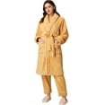 thumbnail image 5 of Matching Couples Pajamas Unisex Soft Plush Robe Cozy Warm Bathrobe Fuzzy Female Long Spa Robe Sleepwear Long Sleeve Loungewear with Pockets 2 Piece Yellow XXXL, 5 of 5