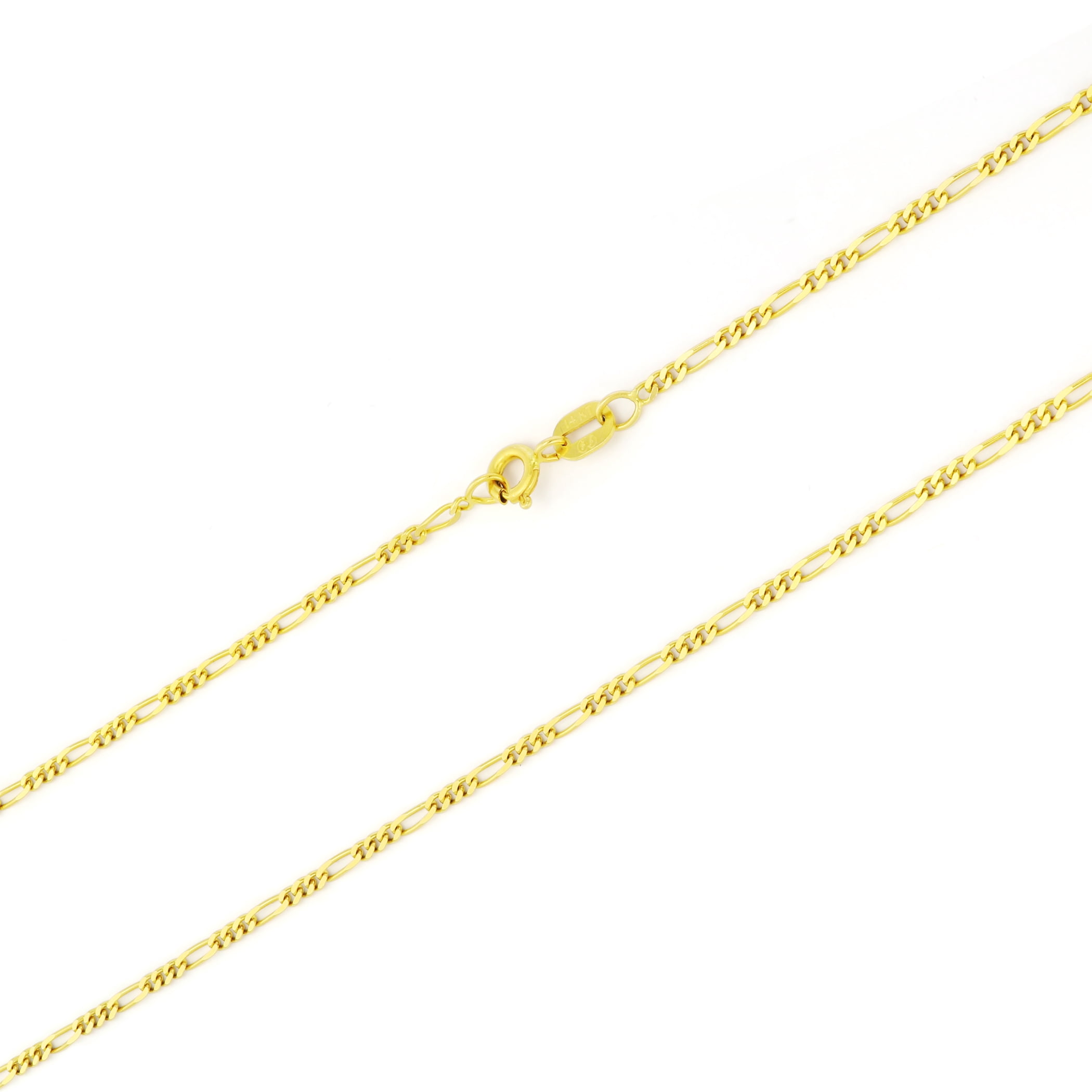 14k Yellow Italian Gold Figaro Plain 