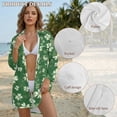 thumbnail image 6 of Xixirimido Shamrock Green Music Notes Print Women's Button Down Beach Cover Up Dress Long Sleeve Swimwear Cover Up Casual Loose Shirt Dress for Summer, Size XL, 6 of 7