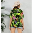 thumbnail image 2 of LA LEELA Women's Button Down Short Sleeve Tops Vacation Beach Dress Shirt Hawaiian Shirts Blouses for Women XXL Tropical Hibiscus, Black, 2 of 5