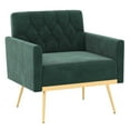 thumbnail image 1 of Costway Modern Velvet Accent Chair with Button Tufted Back Golden Metal Legs & Foot Pads Dark Green, 1 of 8