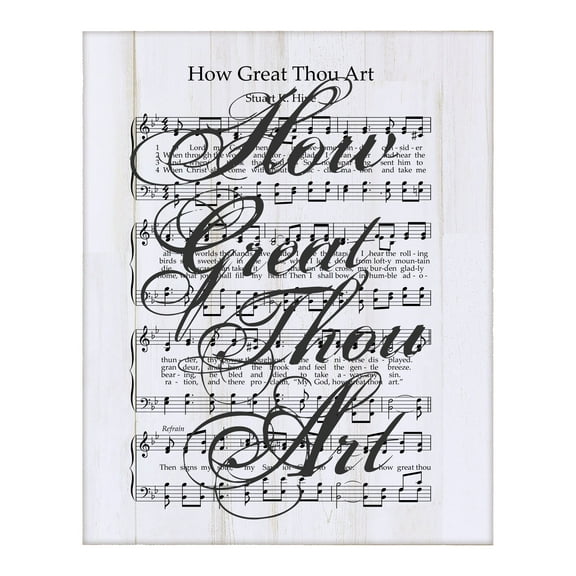 Sheet Music Wall Art Decor Plaque 12x15 - How Great Thou Art